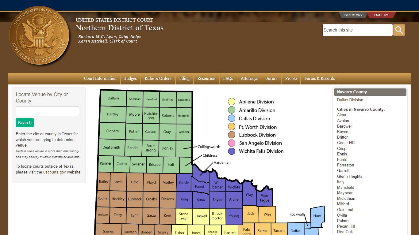 Navarro County - United States District Court